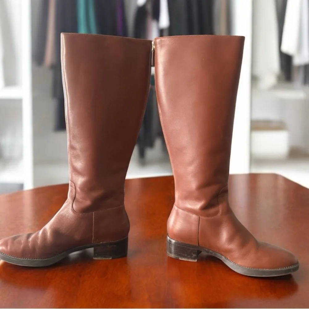 TORY BURCH Tall Brown Leather Riding Boots Equestrian Knee High WOMENS 6.5 M